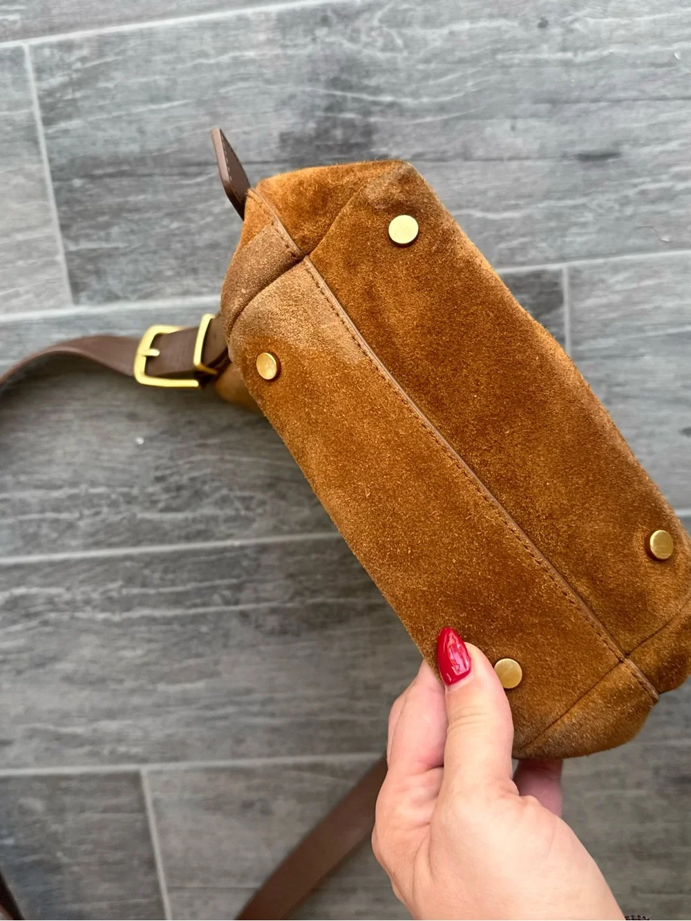 Quince Italian Suede Bucket Crossbody bag